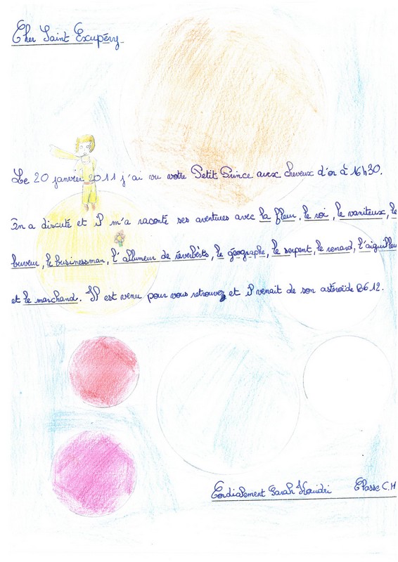Children write to Antoine de Saint-Exupéry